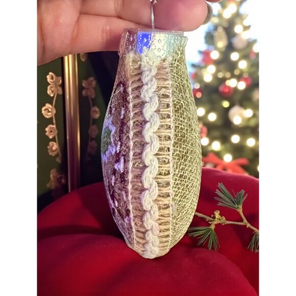 Set of 4 Hand Painted Burlap Cardinal Ornaments-Rustic Farmhouse Christmas-Tree - Picture 3 of 5